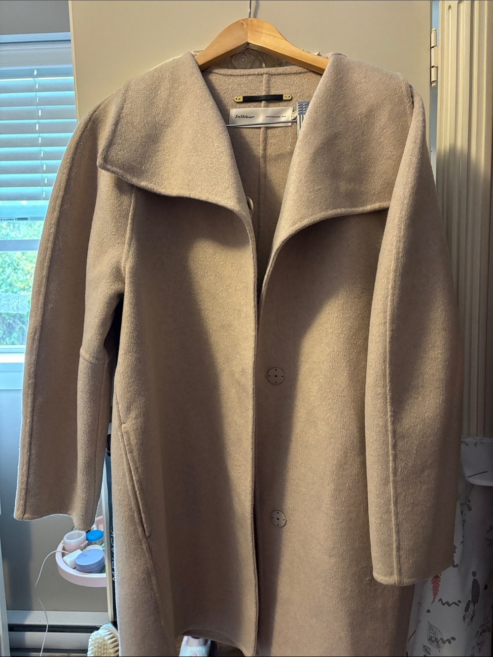 Talbots Light Beige Wool-Blend Pea Coat